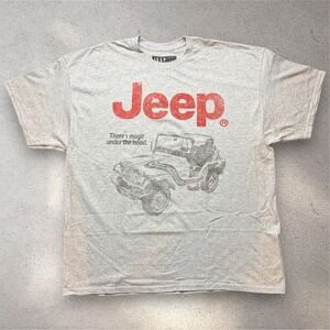 Jeep Spirit Mens Gray Graphic T-Shirt 2XL Magic Under The Hood Vintage Style Tee